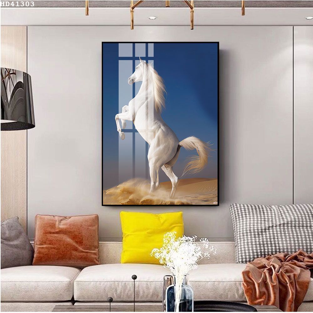 Tranh Trang Trí Trong Nhà Sang Trọng - Tranh Canvas Chú Ngựa Dũng Mãnh Tuyệt Đẹp