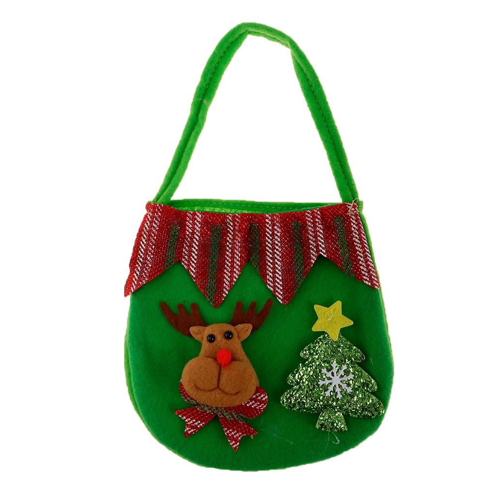 2x Fabric Christmas Gift Candy Bags Tote Handbag Xmas Gift Bags Sack Elk