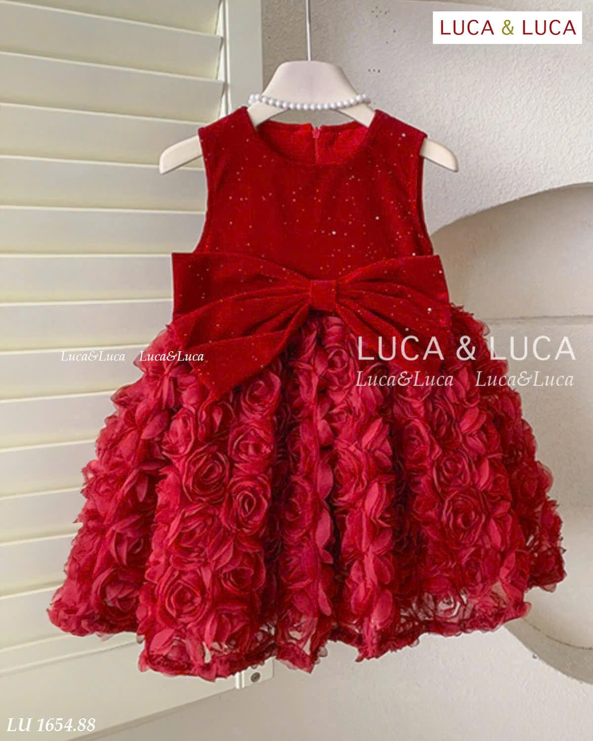 Đầm váy công chúa cho bé gái màu đỏ mặc lễ tết noel giáng sinh năm mới dự tiệc từ 10-40kg