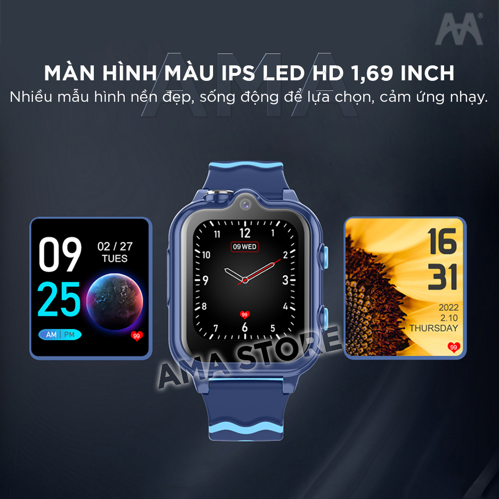 Đồng hồ Thông minh Trẻ em Học sinh Hàng Cao cấp Nhiều chức năng, Chống nước tốt AMA Watch D35 Hàng nhập khẩu