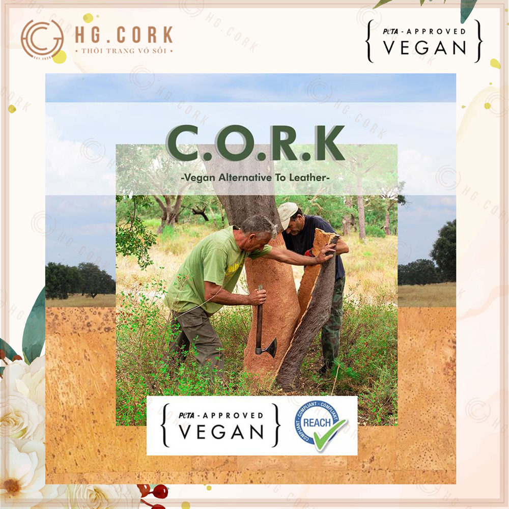 Đồng Hồ Nữ Thời Trang Bồ Đào Nha - HGcork DH5 Dây Đeo Bằng Da Thực Vật (Cork/Lie) Dạng Vòng Tay Kèm Hạt Màu Xanh