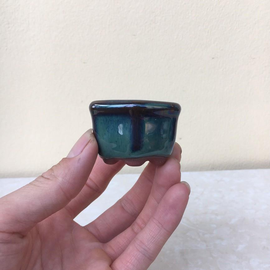 Chậu bonsai Lục giác siêu mini men hỏa biến gốm Bát tràng 1 size BM-53