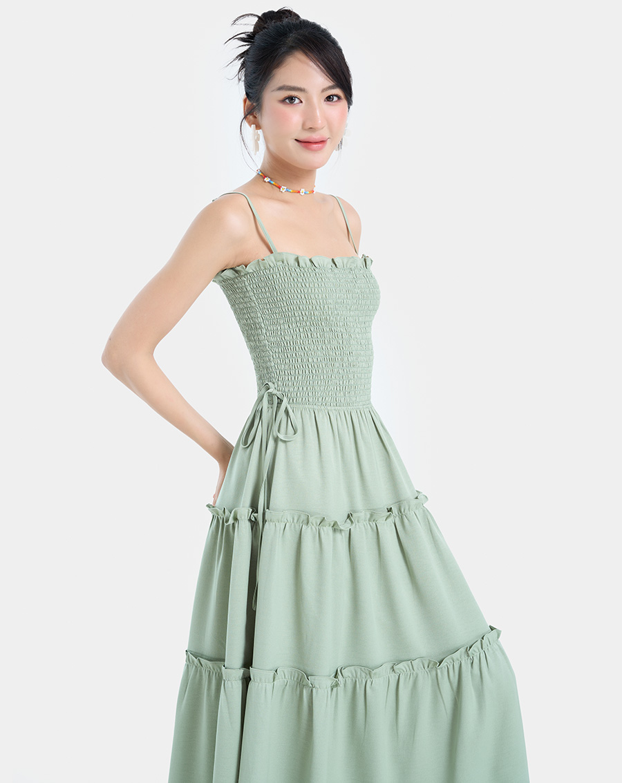 Đầm Dài Nữ Thời Trang JUNO dáng maxi hai dây smocking JNDDA001