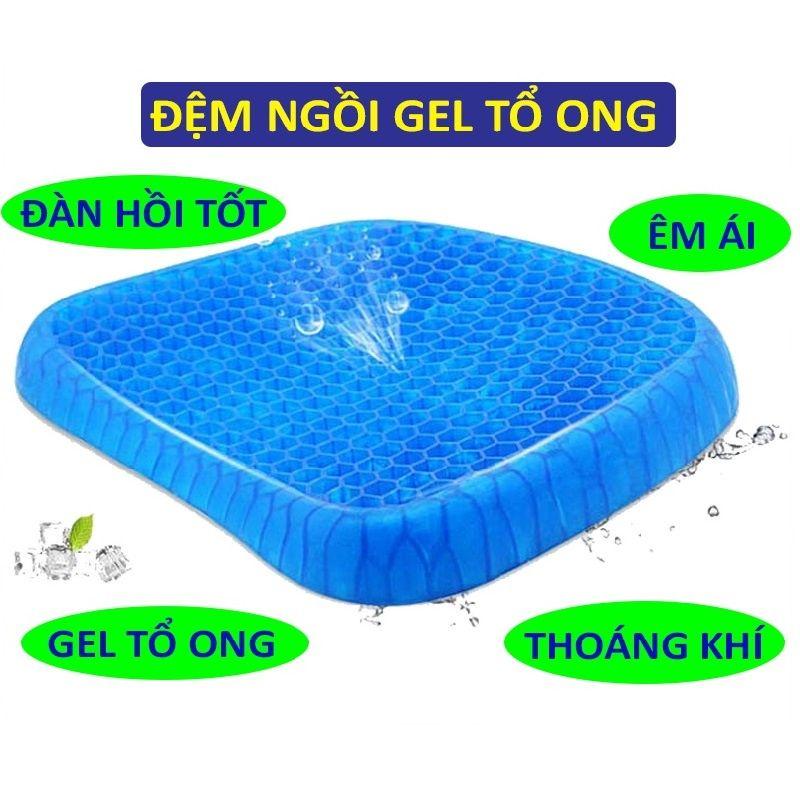 Đệm Ngồi 3D 2 Mặt Thoáng Khí - Đệm Gel Tổ Ong Cao Su Non Tặng Kèm Túi Vải