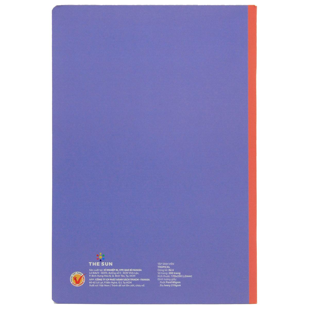 Tập Sinh Viên Tropical - Kẻ Ô - 200 Trang 80gsm - The Sun (Mẫu Bìa Giao Ngẫu Nhiên)