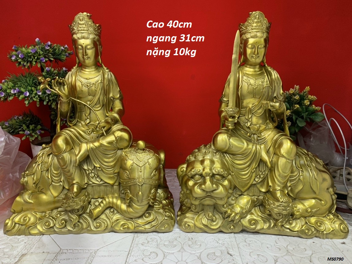 Cặp tượng Văn Thù bồ tát và Phổ Hiền bồ tát bằng đồng MS113