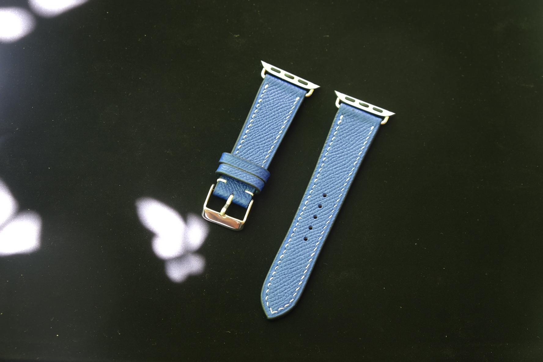 Dây da thật cao cấp cho đồng hồ Apple watch – Hàng Handmade – Màu Xanh nước biển
