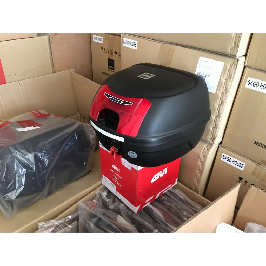 Thùng Givi E26NX và baga givi gắn cho Mio Classic, thùng 26 lit kèm đế, ốc gắn