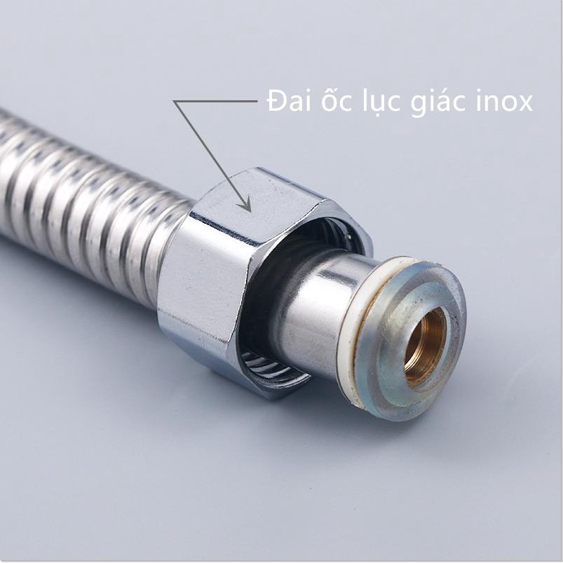 Dây sen tắm Inox 1.5M ( 2 đầu đai ốc : 1 đầu bằng nhựa , 1 đầu bằng inox )