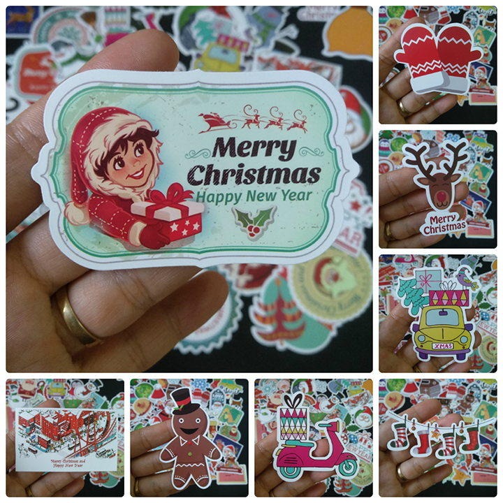 Bộ Sticker dán cao cấp chủ đề NOEL GIÁNG SINH - Dùng dán Xe, dán mũ bảo hiểm, dán Laptop...