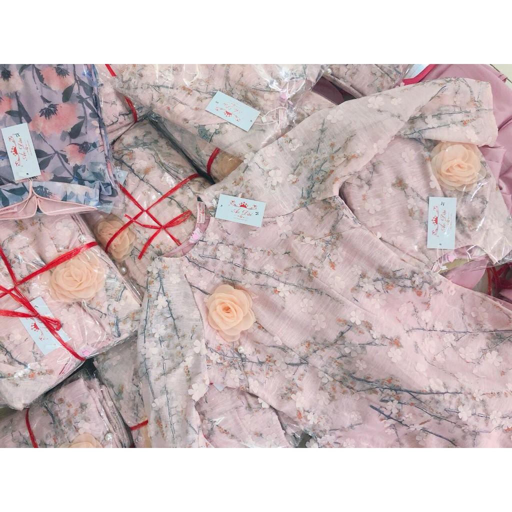 Áo dài cách tân nữ thêu hoa 3D nổi hot hit kèm quần