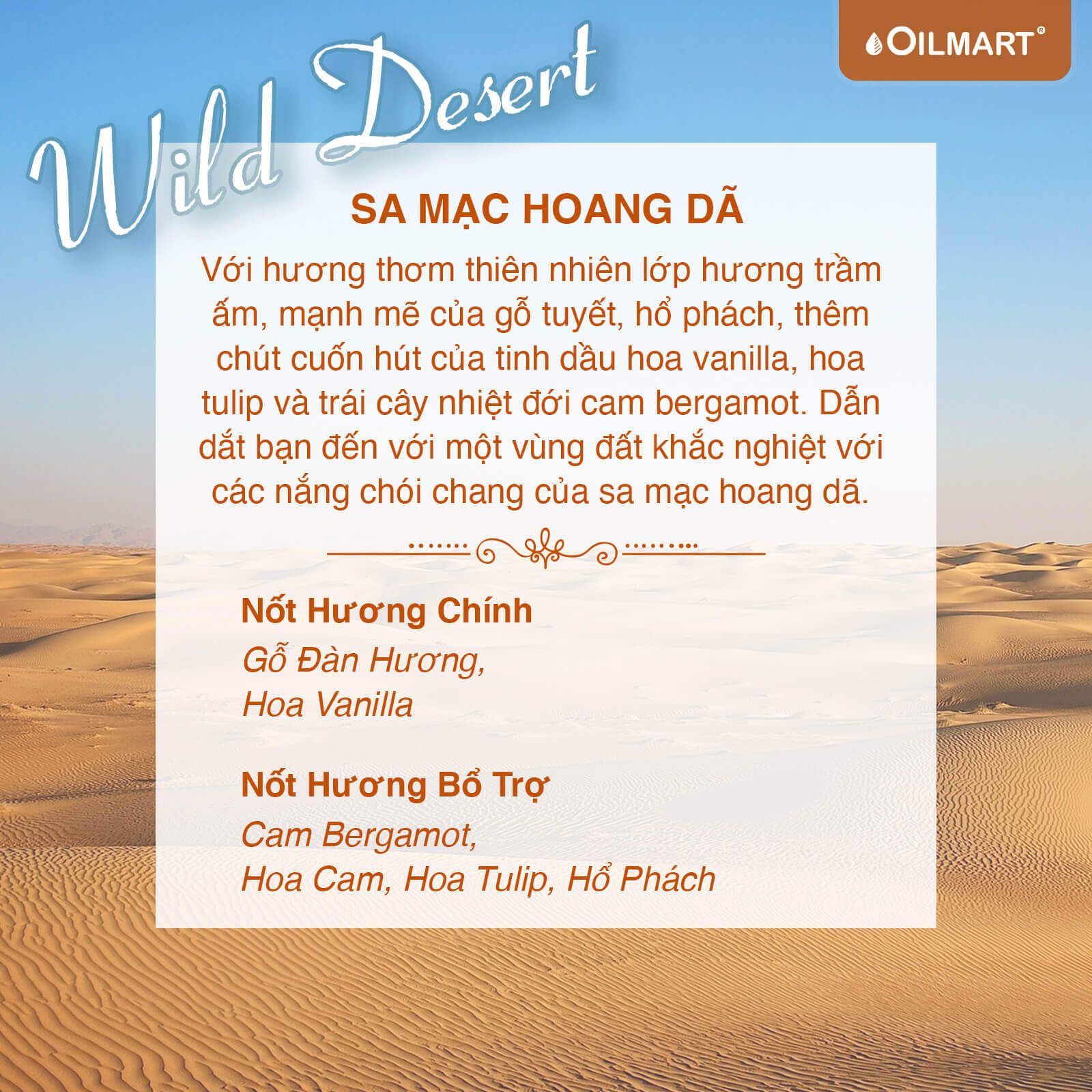 Tinh Dầu Thơm Sa Mạc Hoang Dã Oilmart Wild Desert Essential Oil Blend