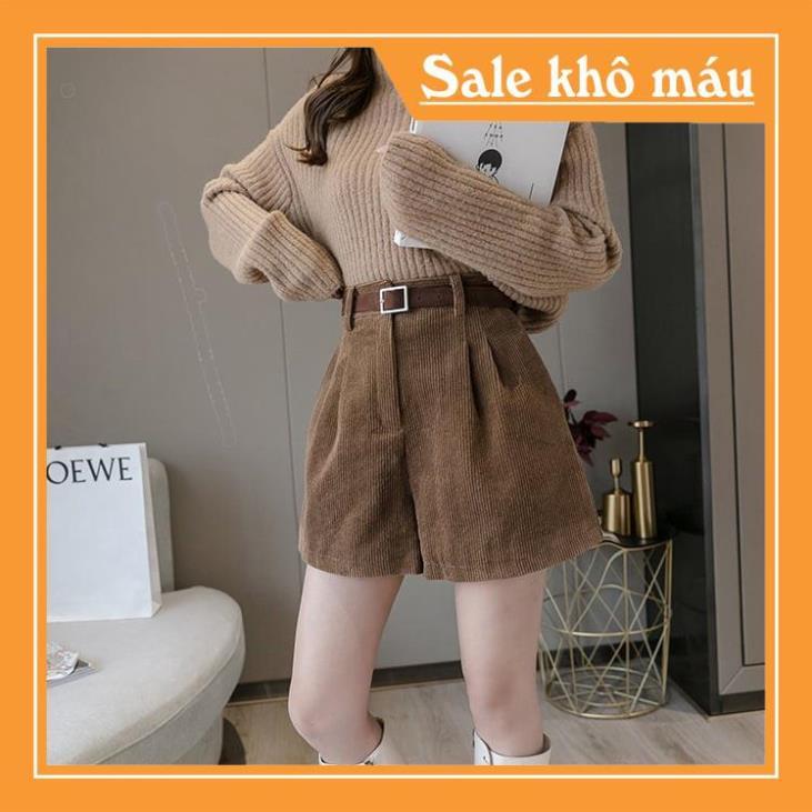Quần short nữ nhung tăm cao cấp thu đông- Quần đùi nữ mặc nhà