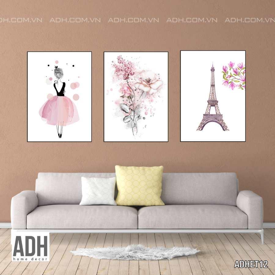 Bộ tranh khung canvas treo tường cô gái