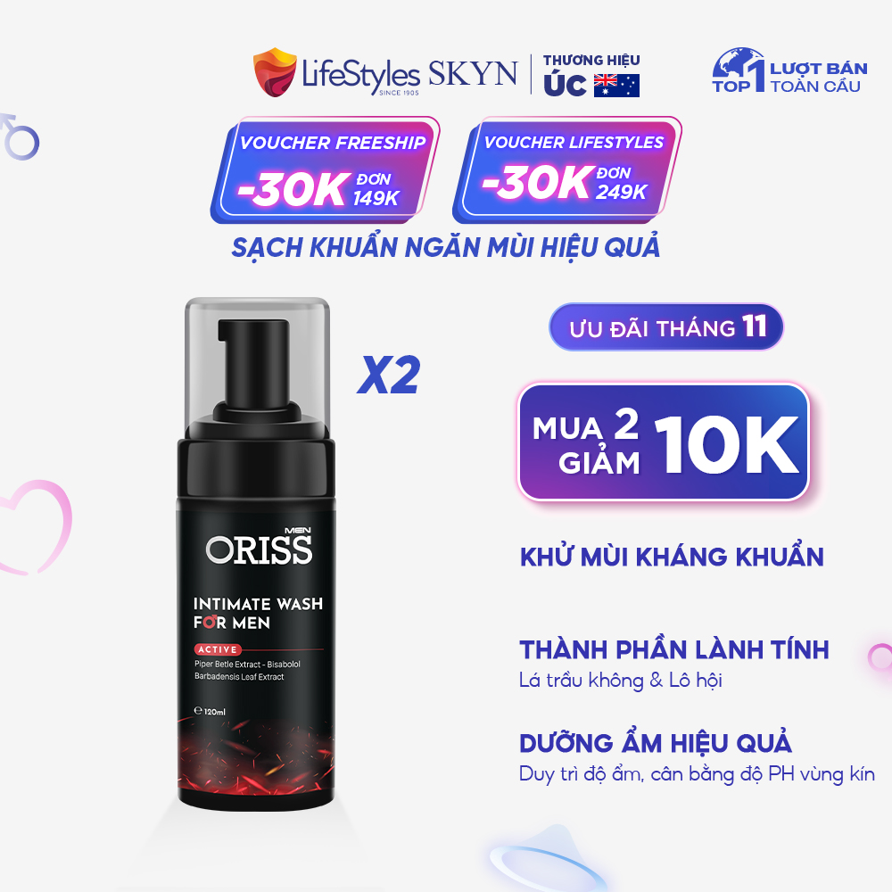Dung Dịch Vệ Sinh Chuyên Biệt Cho Nam Dạng Bọt Oriss Men Active - 120ml/chai