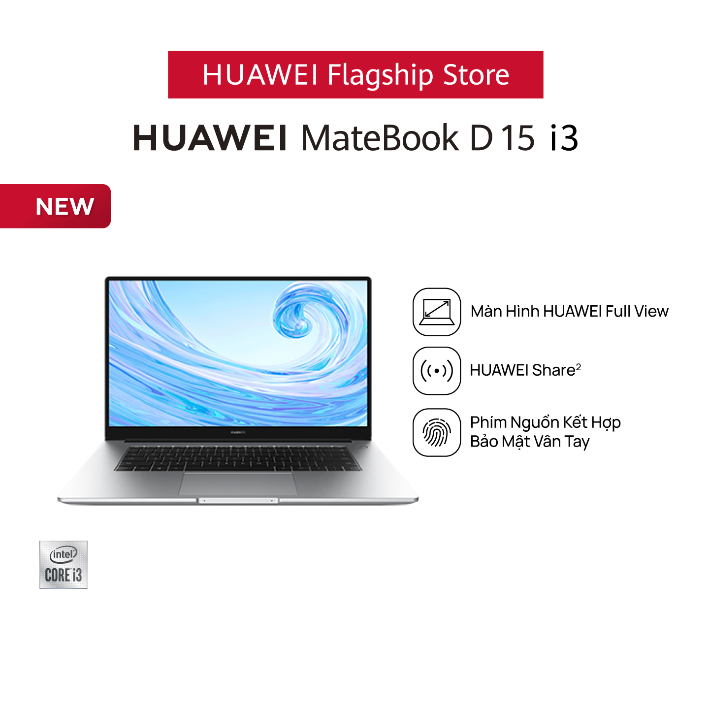 Máy Tính Xách Tay Laptop Huawei Matebook D15 (8GB/256GB) Share | Màn Hình HUAWEI Fullview | | HUAWEI Phím Nguồn Kết Hợp Bảo Mật Vân Tay | Hàng Chính Hãng