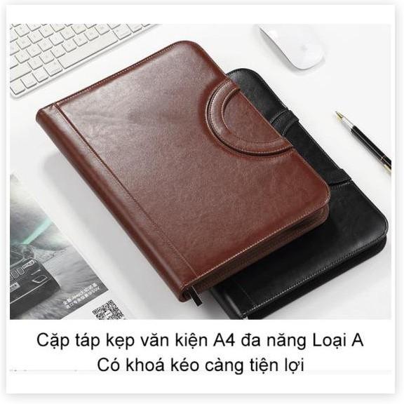 Cặp tài liệu kẹp văn kiện A4 đa năng có ngăn đựng máy tính bỏ túi và thẻ tín dụng