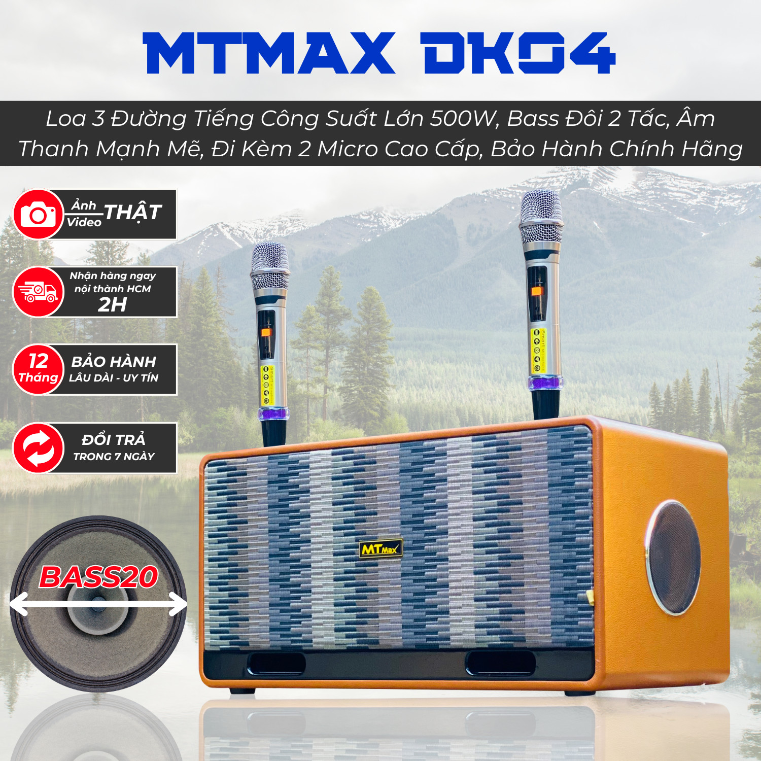 [ Tặng Kèm 2 Micro ] Loa Karaoke Mới Nhất 2024 - MTMAX DK04 - Hệ Thống 6 Loa 3 Đường Tiếng Công Suất Lớn 500W, Bass Đôi 2 Tấc, Âm Thanh Mạnh Mẽ Bảo, Hành Chính Hãng 12 Tháng, Hàng Chính Hãng