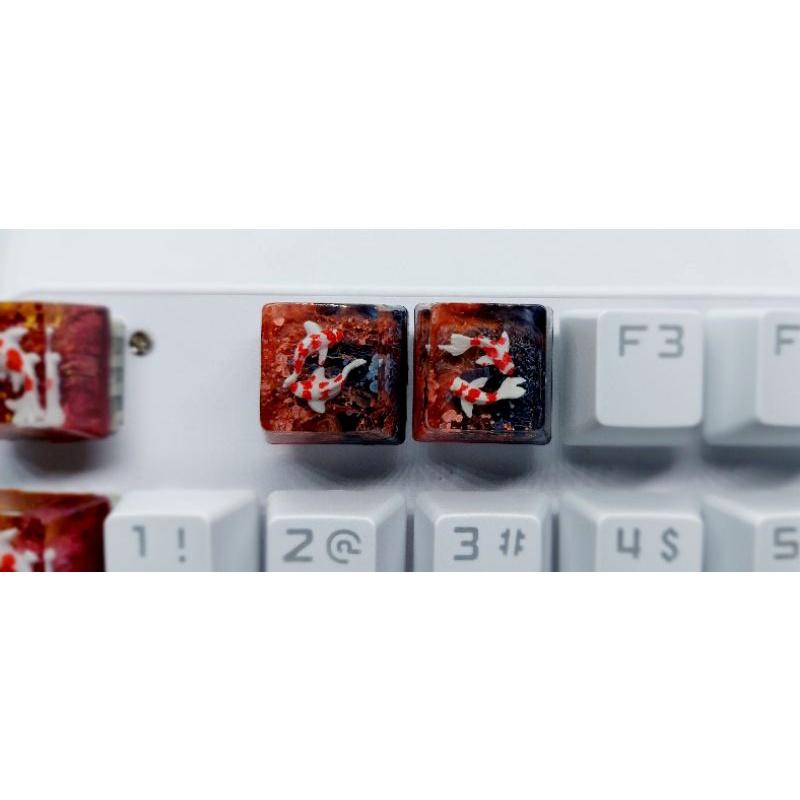 Keycap song ngư tone đỏ đen oem trang trí bàn phím cơ gaming