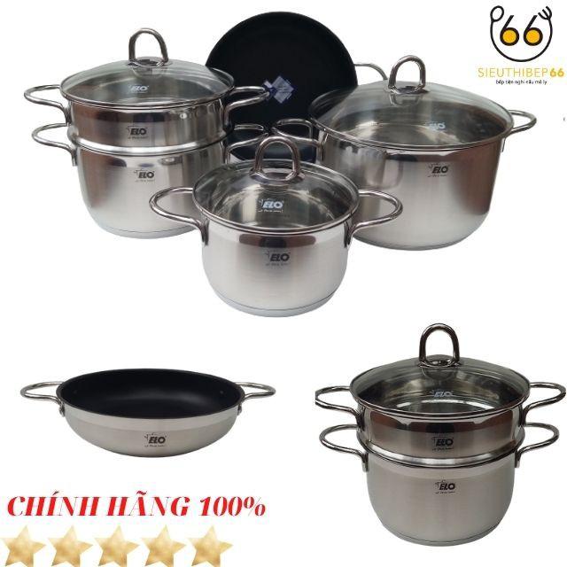 Bộ Nồi Chảo Inox ELO NEW SMARAGD Đáy Từ 4 Chiếc+Xửng , Bộ Nồi Bếp Từ Nội Địa Đức