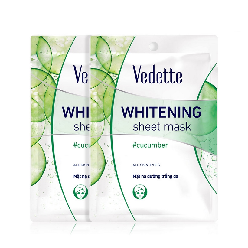 Mặt nạ giấy dưỡng trắng da dưa leo Vedette Whitening Mask Cucumber 22ml