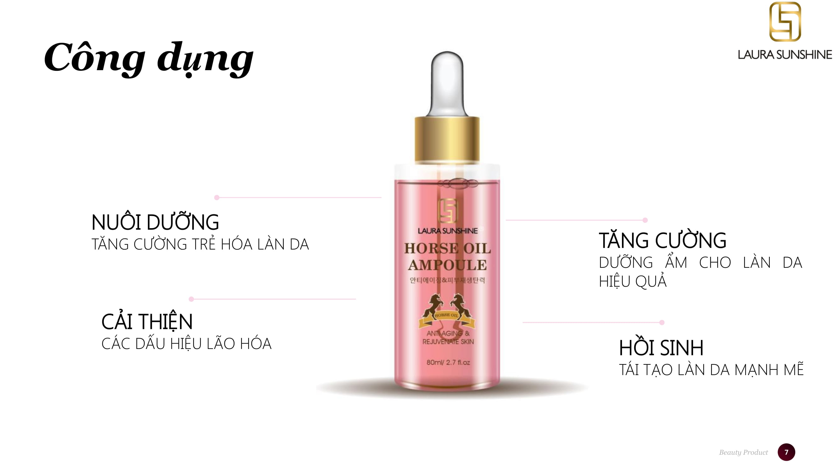 Siêu tinh chất Tái tạo da Dầu Ngựa Horse Oil Ampoule Laura Sunshine Nhật Kim Anh 80ml