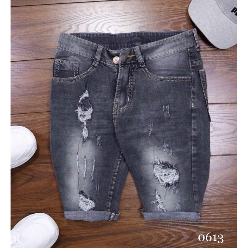 Quần short jeans nam cao cấp rách wax 1