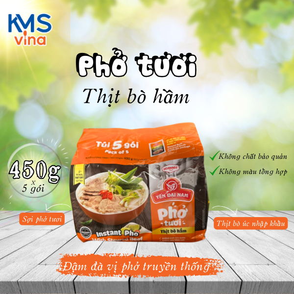 Phở tươi thịt bò hầm lốc 5 gói