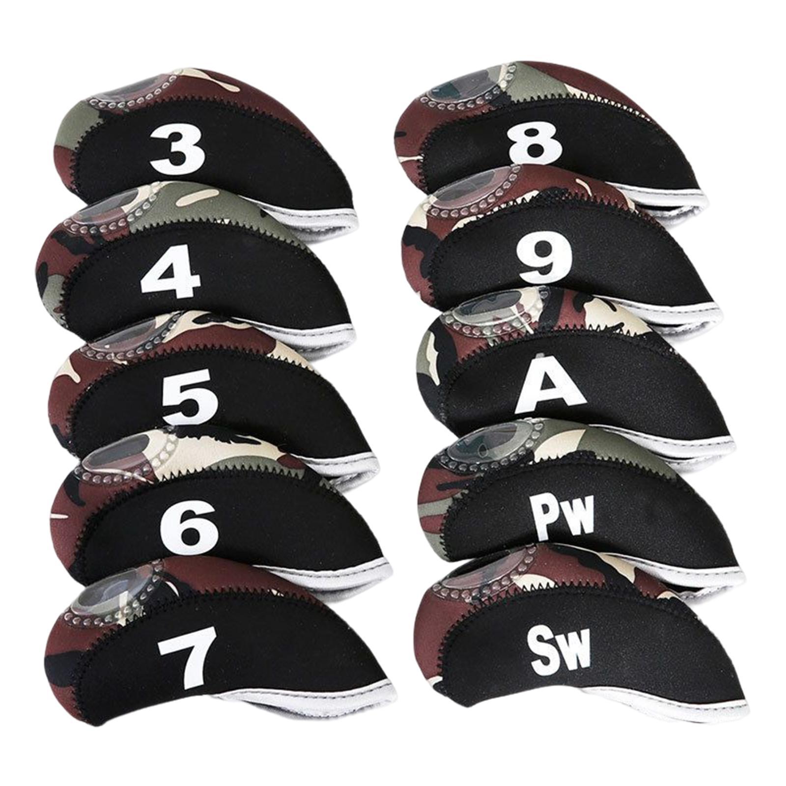 10Pcs Golf Iron Covers Set Golf Club Head Cover Fit Most Irons 3,4,5,6,7,8,9,A,P,S with Number