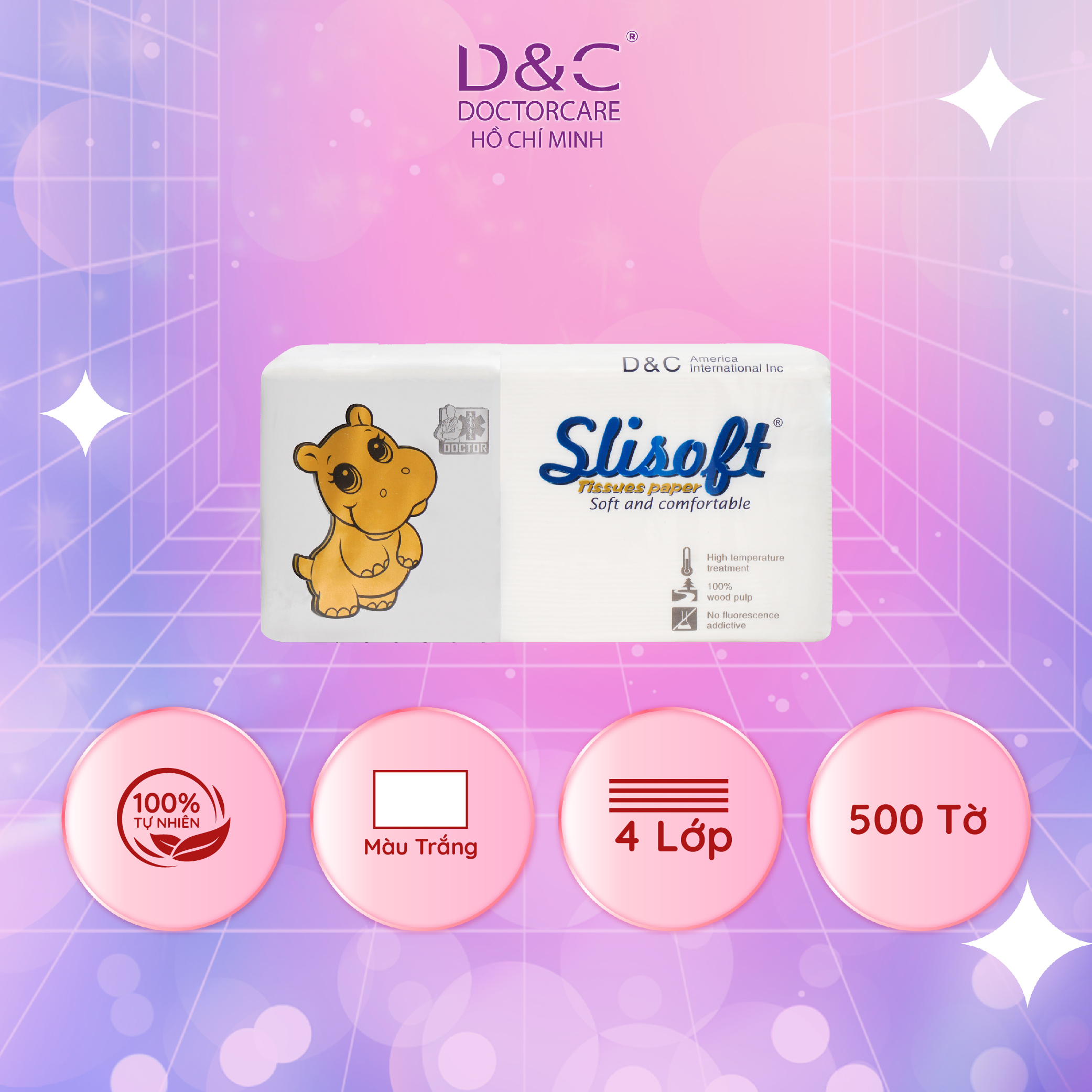 Giấy Ăn Slisoft Trắng Tự Nhiên Đa Năng, Khăn Giấy Rút Thân Thiện Môi Trường Không Chất Tẩy Trắng An Toàn Cho Cả Gia Đình - Hà Mã Xám