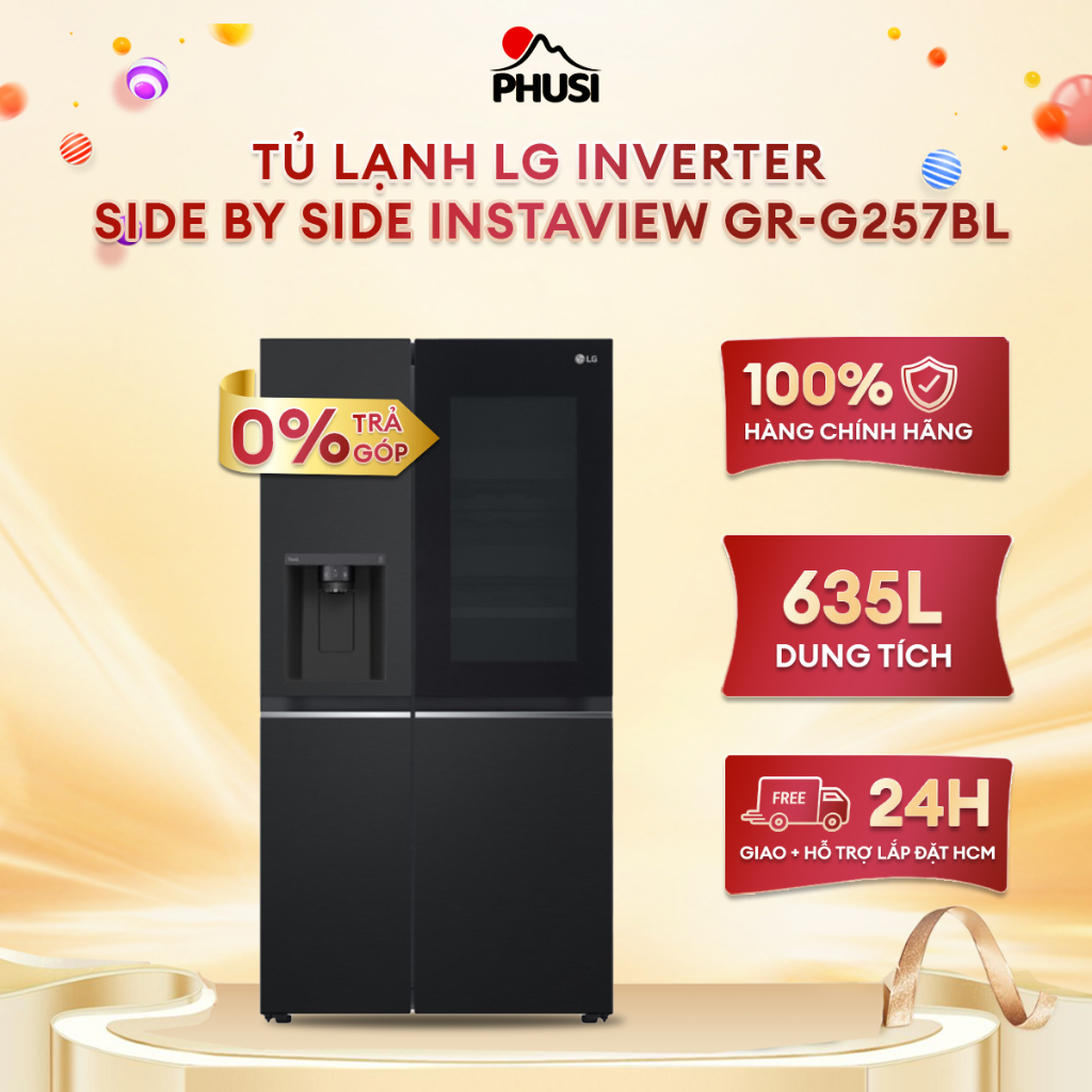 Tủ lạnh LG Inverter 635 lít Side By Side InstaView GR-G257BL - Hàng chính hãng - Giao HCM và 1 số tỉnh thành