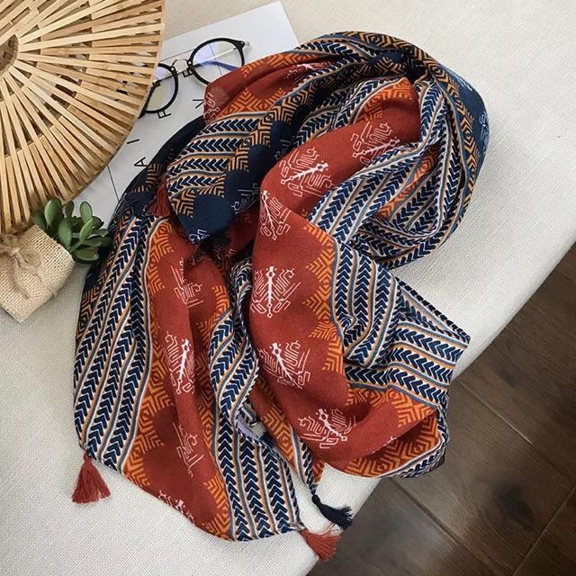 Khăn choàng vintage bohemian in hoạ tiết thổ cẩm - Khăn turban