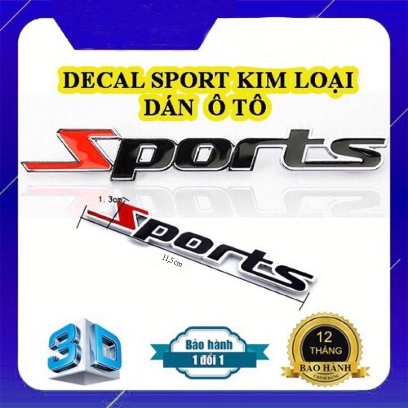 Logo chữ nổi SPORT kim loại màu dán trang trí xe Ô tô