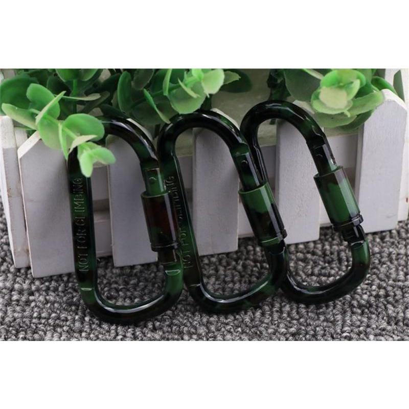 1pc Hanging Buckle Aluminum Alloy D-type Camouflage Spray Paint Long Nut Mountaineering Buckle Tactical Hanging Buckle Bag