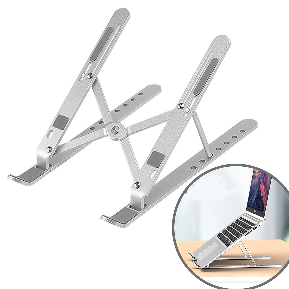 Giá đỡ / Đế đỡ tản nhiệt dành cho laptop, macbook, máy tính bảng gấp gọn tiện dụng + tặng kèm túi đựng, ( Giao màu ngẫu nhiên )- Hàng chính hãng