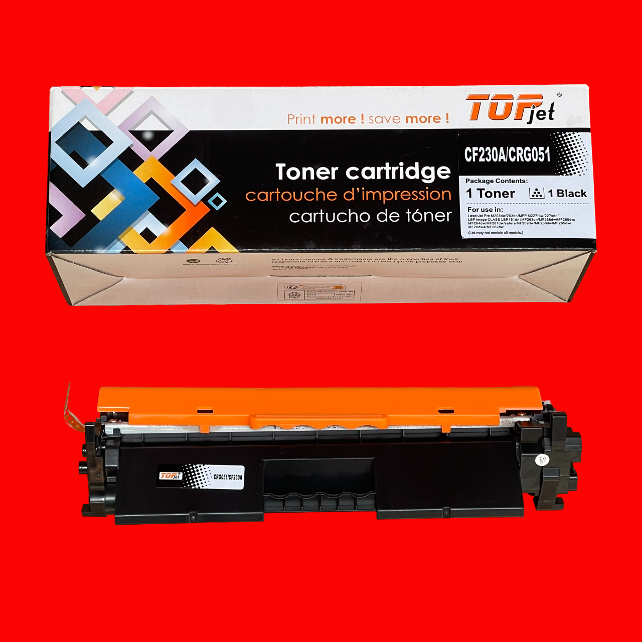 Hộp mực 30A/ 051 ( CF230A/ Canon 051): Cho máy in HP Laser M203a/ 227dw/ Canon LBP 160/ LBP 161dn/ LBP 162dw/ MF269DW ( Topjet - Hàng nhập khẩu )