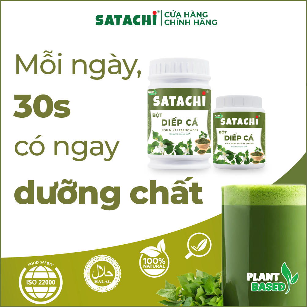 Bột Diếp Cá SATACHI nguyên chất. Thanh lọc cơ thể, người bị trĩ và táo bón sử dụng hiệu quả, làm mặt nạ dưỡng da, trị mụn. Hộp 258g