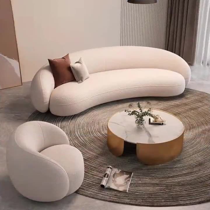 Ghế Sofa Băng (Văng) Cong Hiện Đại + Ghế Sofa Đơn Kích Thước 2m4 Mã HB-23