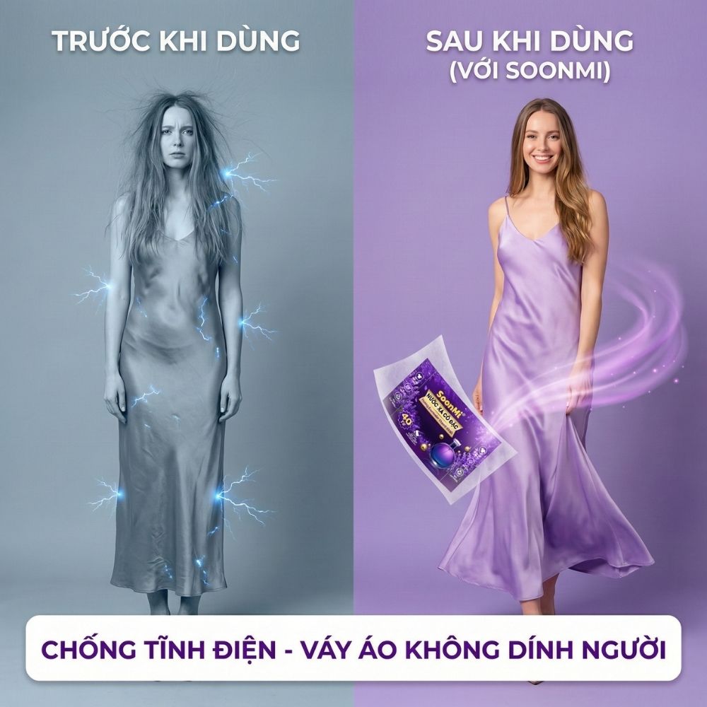 Nước xả cô đặc - Giấy Thơm Quần Áo SoonMi Hương Lavender - Nước Xả Cô Đặc Cho Máy Sấy (Hộp 40 Tờ) - hàng chính hãng