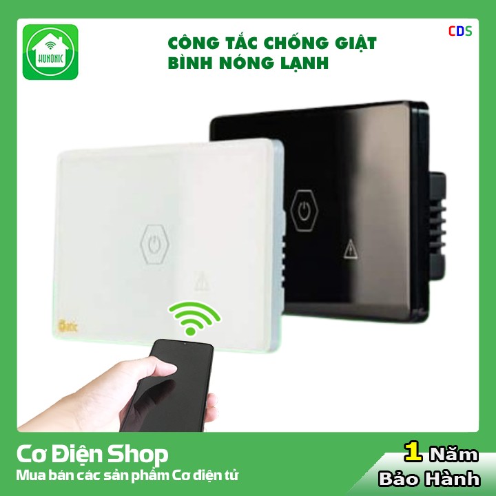 Công Tắc Chống Giật Bình Nóng Lạnh Hunonic Datic - Cảm Ứng + Điều Khiển Qua Wifi + Hẹn Giờ + Ra Lệnh Bằng Giọng Nói