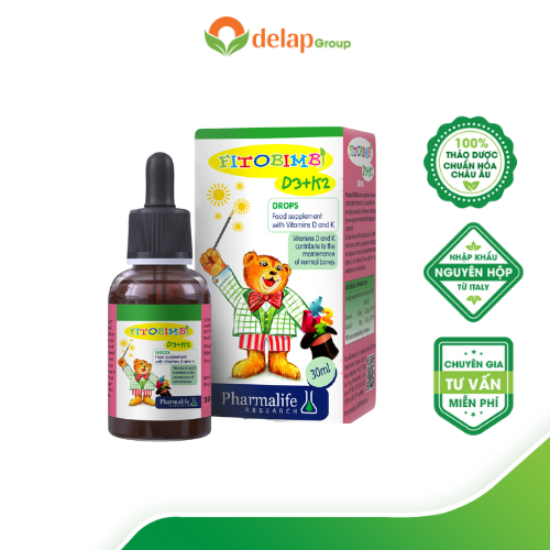 FITOBIMBI D3K2 - BỔ SUNG VITAMIN D3 VÀ K2 HỖ TRỢ CHUYỂN HÓA VÀ HẤP THU TỐI ĐA CANXI VÀO XƯƠNG RĂNG GIÚP GIẢM NGUY CƠ CÒI XƯƠNG Ở TRẺ