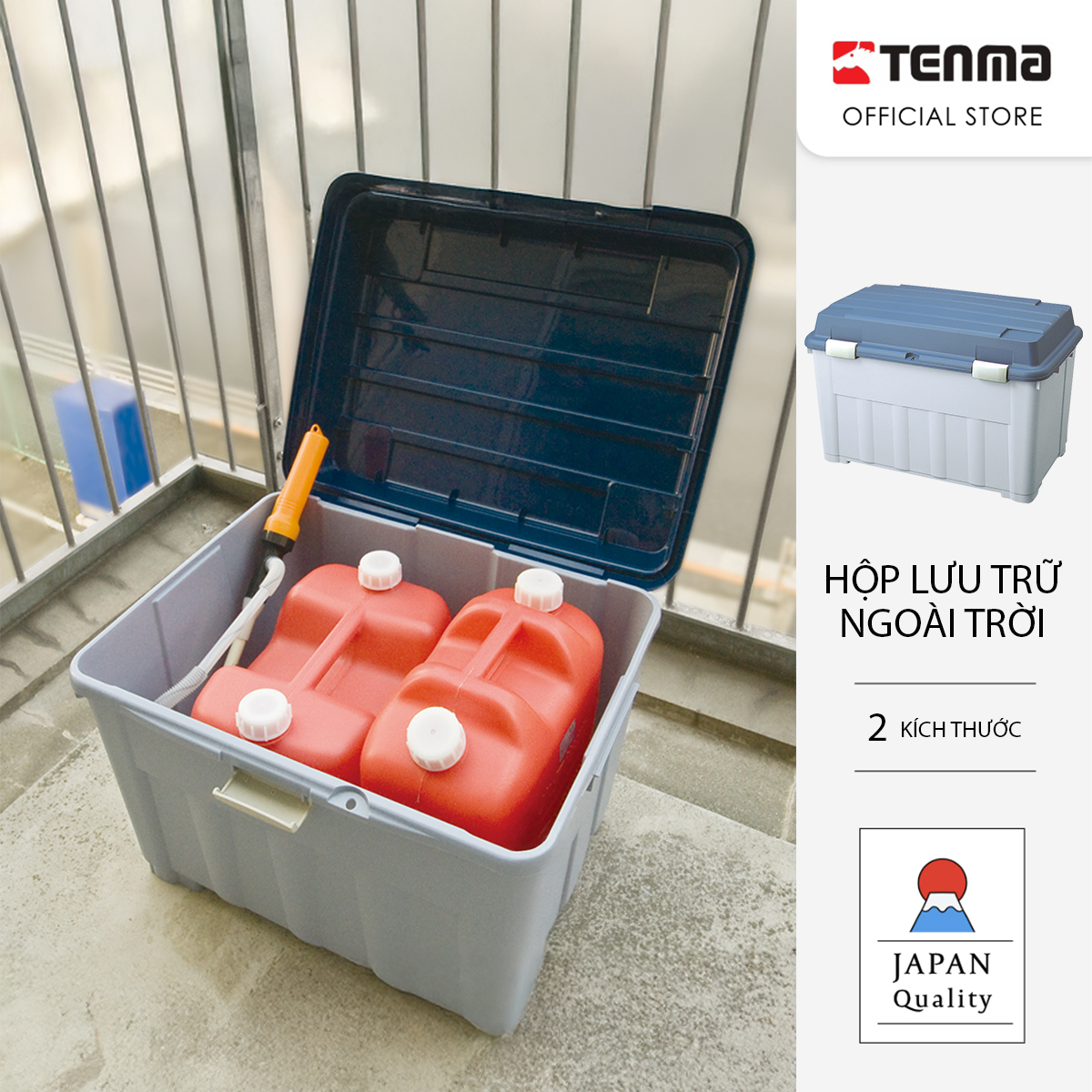 TENMA Thùng Nhựa Lưu Trữ Ngoài Trời JAPAN QUALITY, Dung Tích 80~120L,Có Lỗ Khóa,Lắp Được Bánh Xe