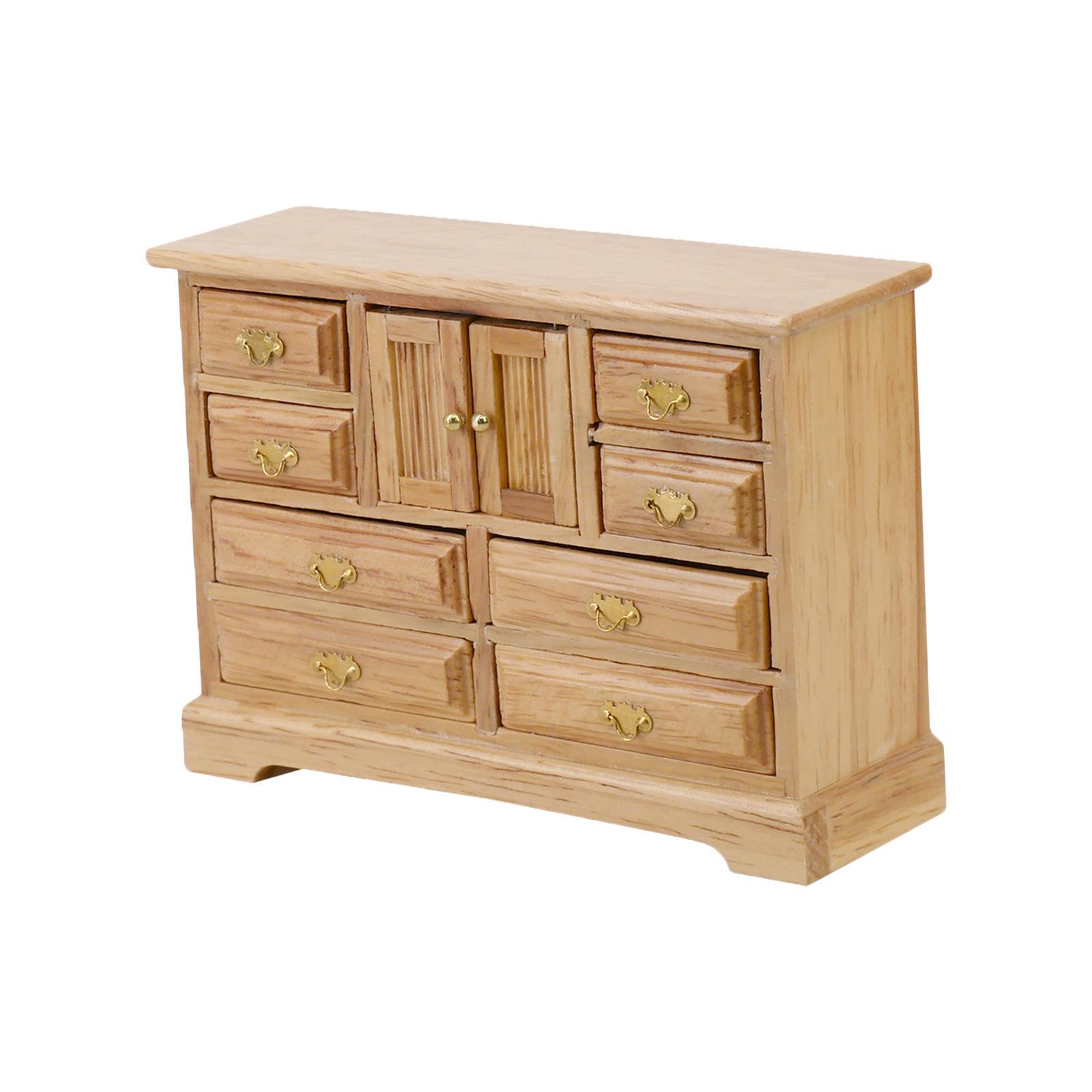 1/12 Miniature Dollhouse Cabinet Play Toy Wooden Bedroom Furniture