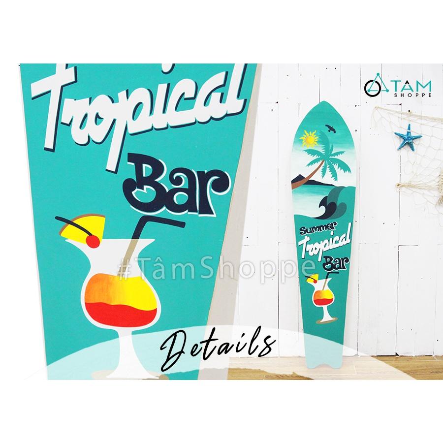 Ván lướt sóng bằng gỗ trang trí phong cách biển Tropical Bar VLS-02