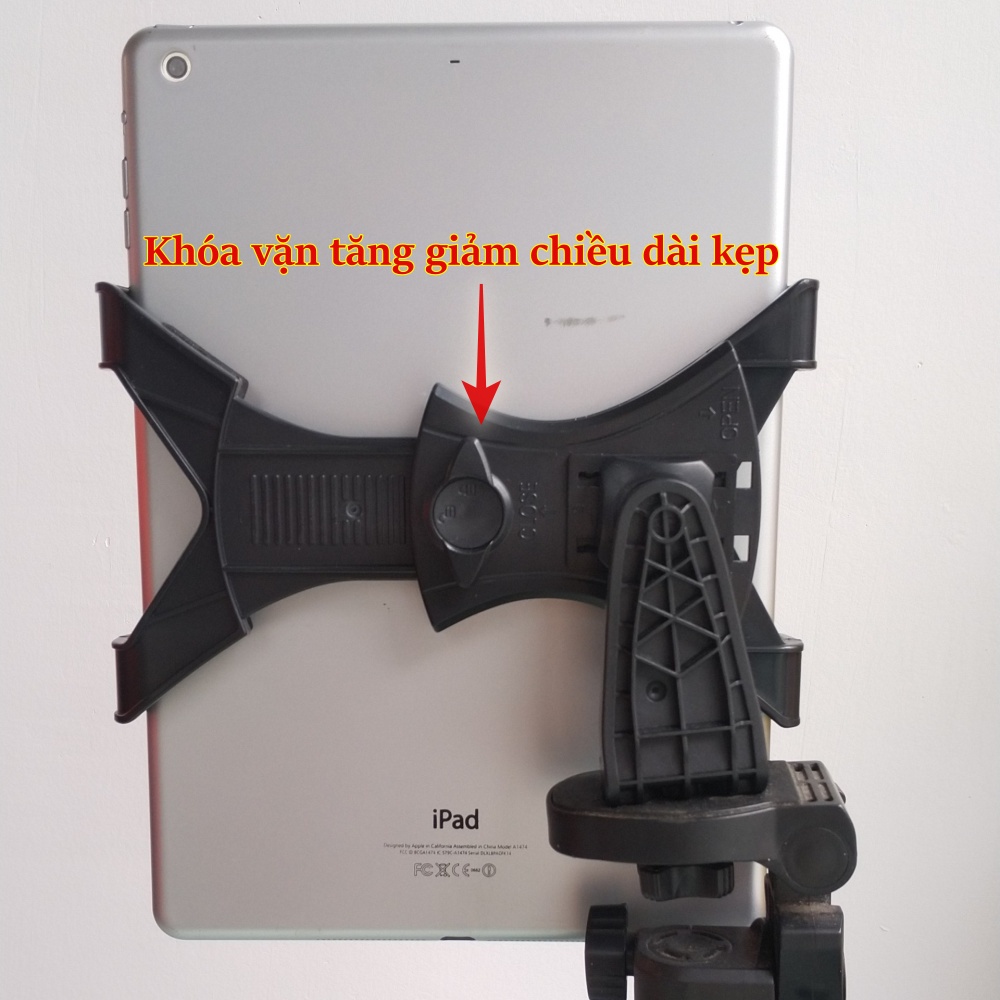 Kẹp iPad máy tính bảng loại lớn trục xoay 360 độ, kẹp ipad gắn tripod xoay ngang dọc cho máy 8/10.2/10.9/11/12.9 inch