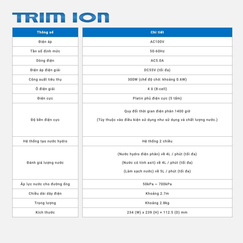 Máy Lọc Nước Điện Giải Ion Kiềm TRIMION HYPER - Tạo ra 7 loại nước ion, Hàng Chính Hãng