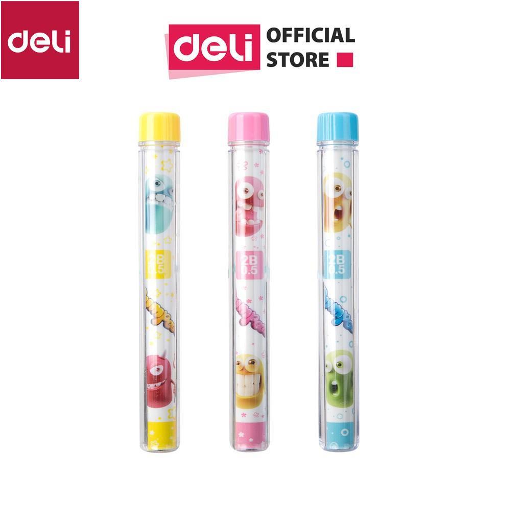 Ruột bút chì 2B Deli - 0.5mm/0.7mm - ngòi chì kim - Xanh, Hồng, Vàng - màu ngẫu nhiên - 2 ống - EU67200 / EU67300 