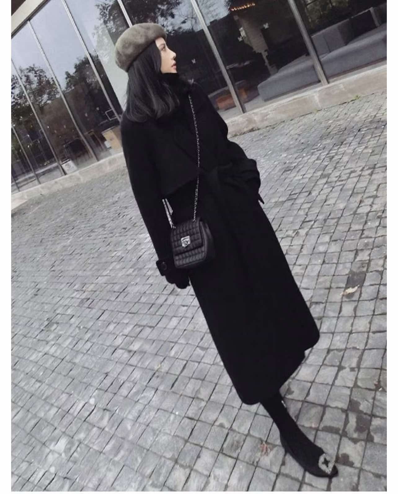Áo mangto dạ cashmere cao cấp phong cách Hàn Quốc