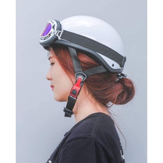 Mũ bảo hiểm nửa đầu màu trơn SRT ASA 05 kèm kính phi công, kính UV thời trang, cá tính - Hàng chính hãng