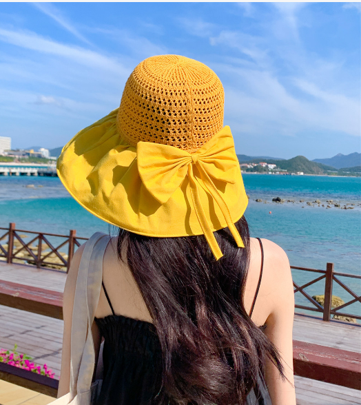 Mũ rộng vành chống nắng chống tia uv gắn nơ thời trang mới, nón đi nắng đi biển cao cấp
